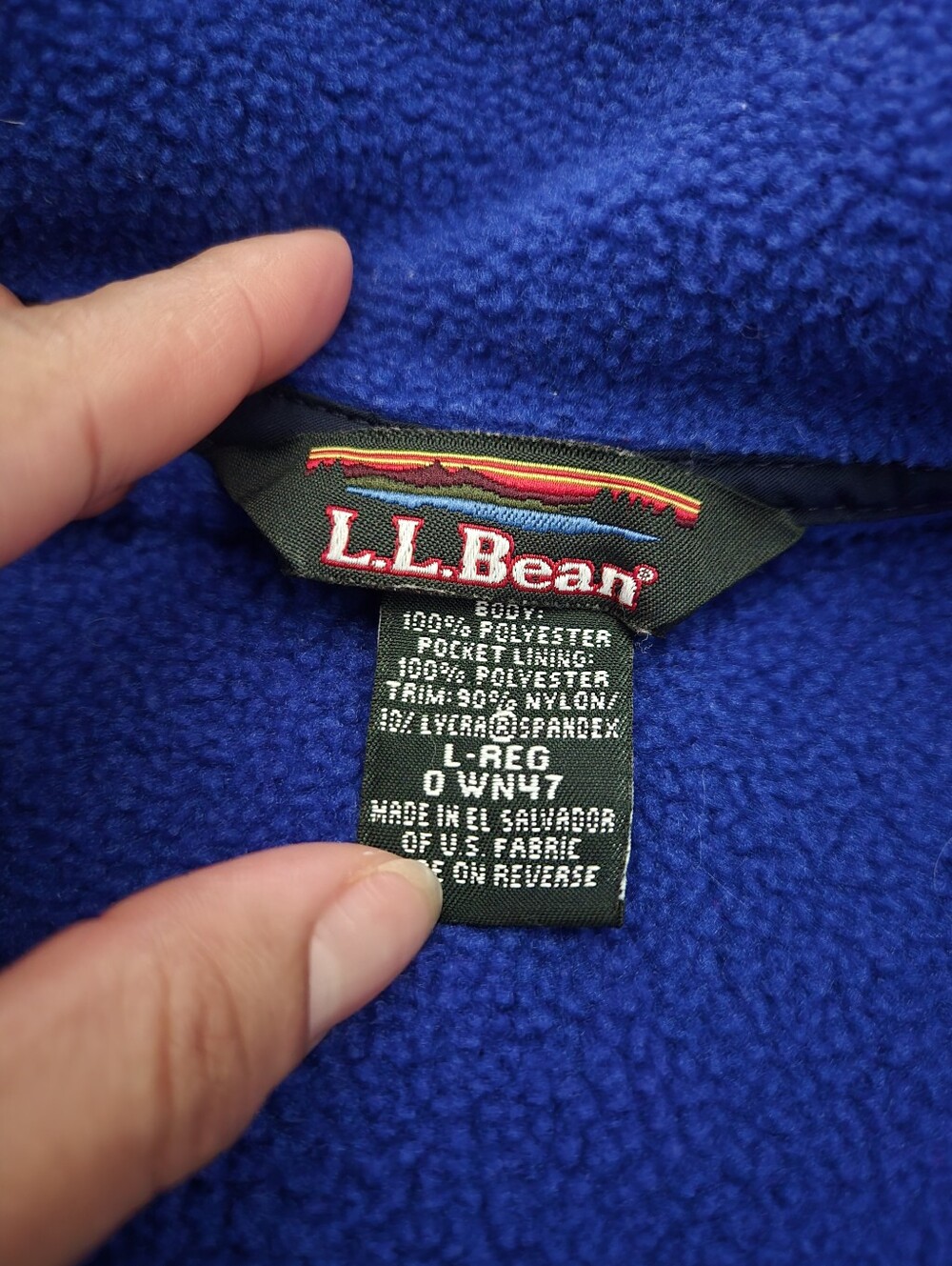 Vintage L.L Bean Snap Packet Blue Fleece Pullover Large Retro Winter Hiking - Picture 9 of 12